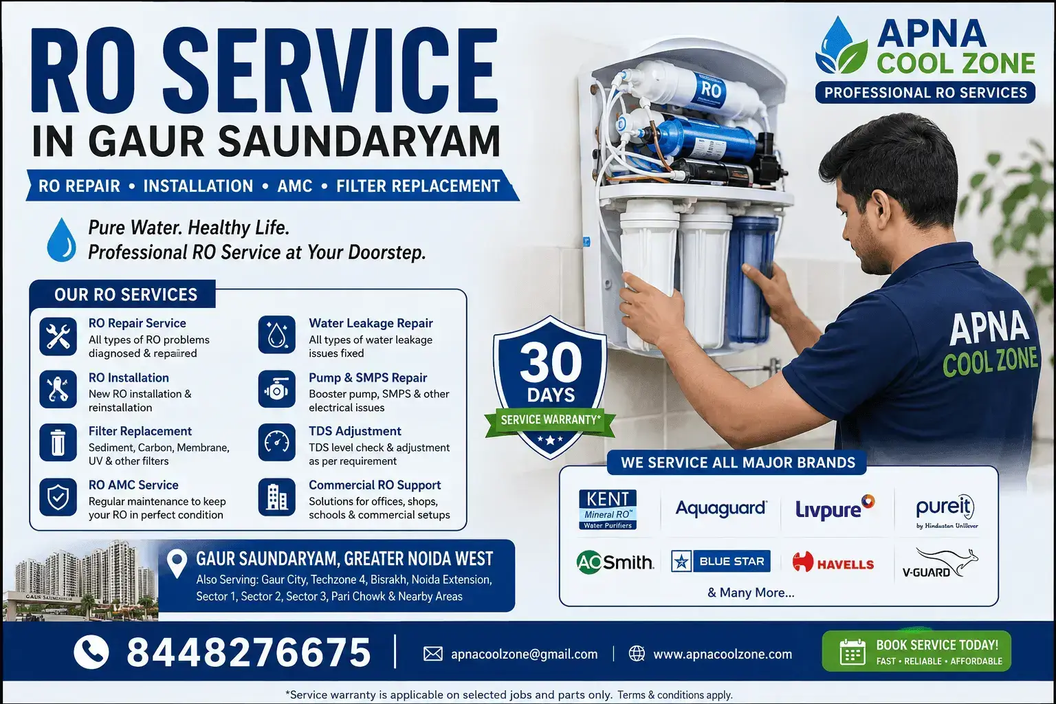RO Service in Gaur Saundaryam – RO Repair, Installation & AMC  APNA COOL ZONE